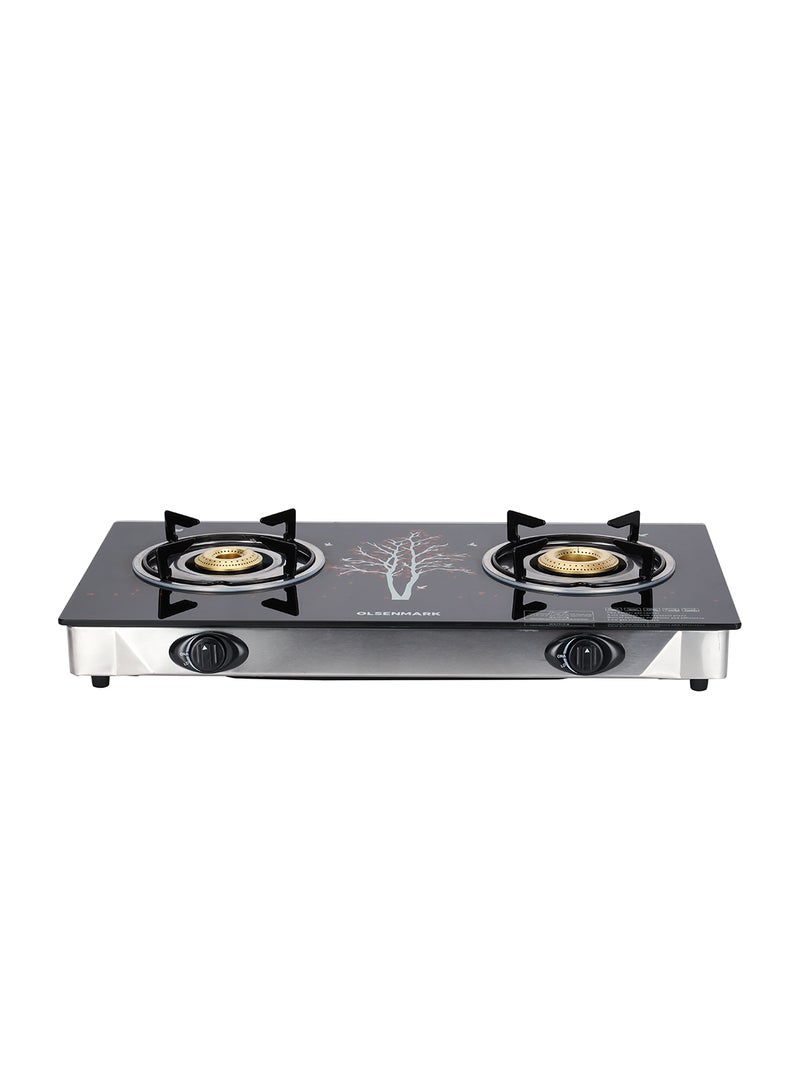 Olsenmark - 2 Burner Glass Top Gas Stove Cooktop OMK2225 Black - Image 1
