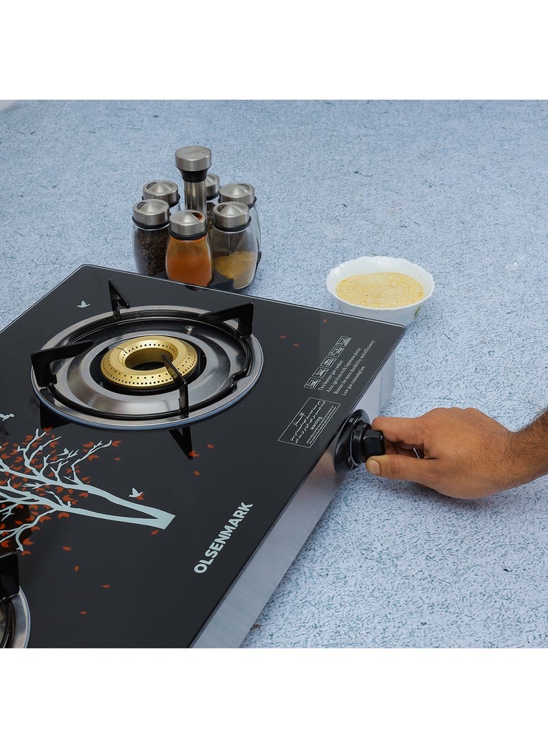 Olsenmark - 2 Burner Glass Top Gas Stove Cooktop OMK2225 Black - Image 1