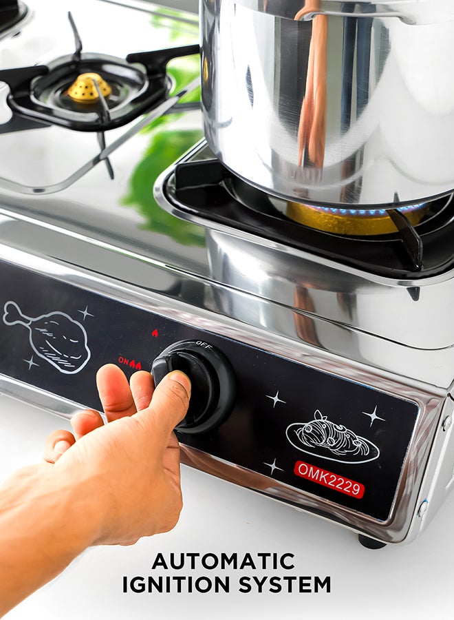 Olsenmark 3 Burner Stainless Steel Gas Stove Cooktop OMK2229 Silver  - Image 5