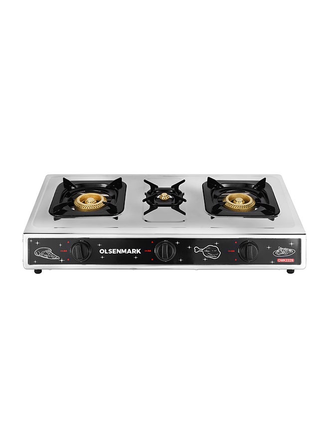 Olsenmark 3 Burner Stainless Steel Gas Stove Cooktop OMK2229 Silver  - Image 2