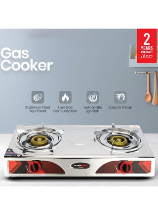 Double Burner Stainless Steel Gas Cooker OMK2230Z , Enamal Grate And Black Knob, Auto-Ignition Gas Cooker, Electroplated Pan Support, Low Gas Consumption And Efficient Burners OMK2230Z Silver - pnsku/N20682131A/45/_/1733653983/7ff339a0-5ddf-4a28-b4ad-c0c5805aeab1