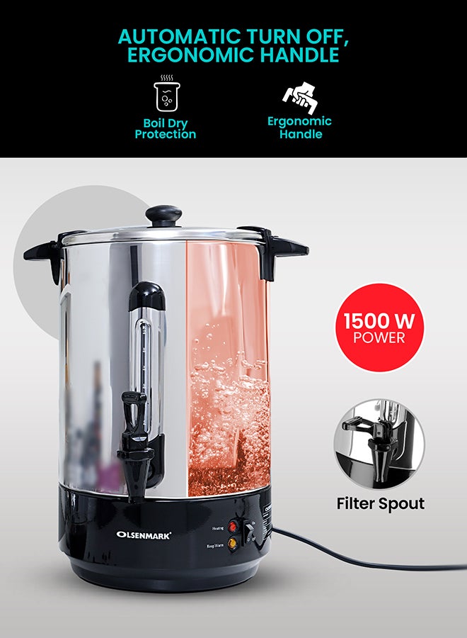 Olsenmark Stainless Steel Water Boiler, Kettle Boil Dry Protection, Cool Touch Handles - Indicator Lights - Keep Warm Function - Automatic Turn Off OMK2312 Black/Silver  - Image 3