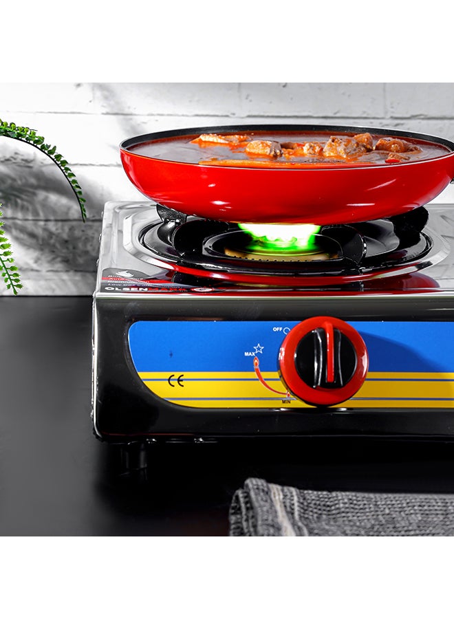 Olsenmark - Stainless Steel Double Burner Gas Stove OMK2316 - Auto Ignition - Cast Iron Golden Burner - Heat Resistant Enamel Pan Support OMK2316 Silver - Image 1