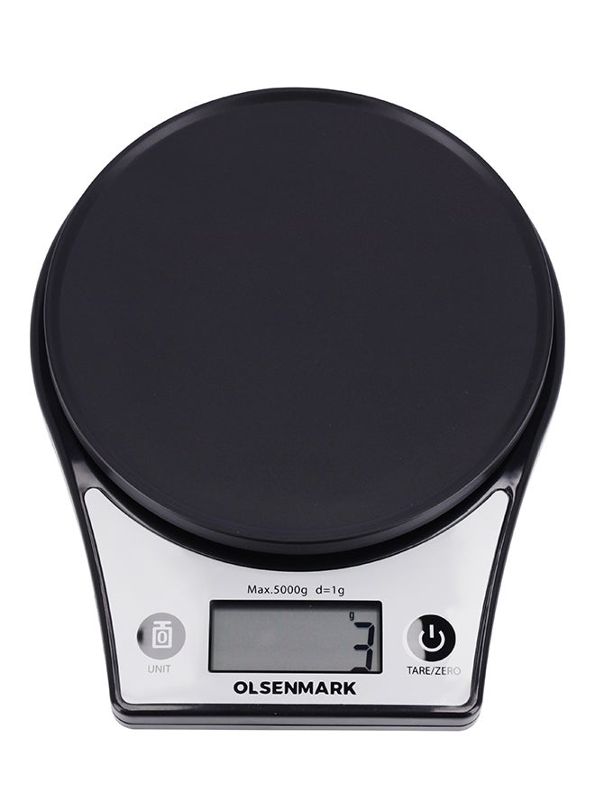 Olsenmark - Olsenmark Kitchen Scale- OMKS2324, 5KG capacity, Auto Zero, Auto Off and Tare Function, 2XAAA Batteries; Low Power Consumption; Low Battery Indicator, Units: grams, lb, oz, and ml Black/Grey - Image 1