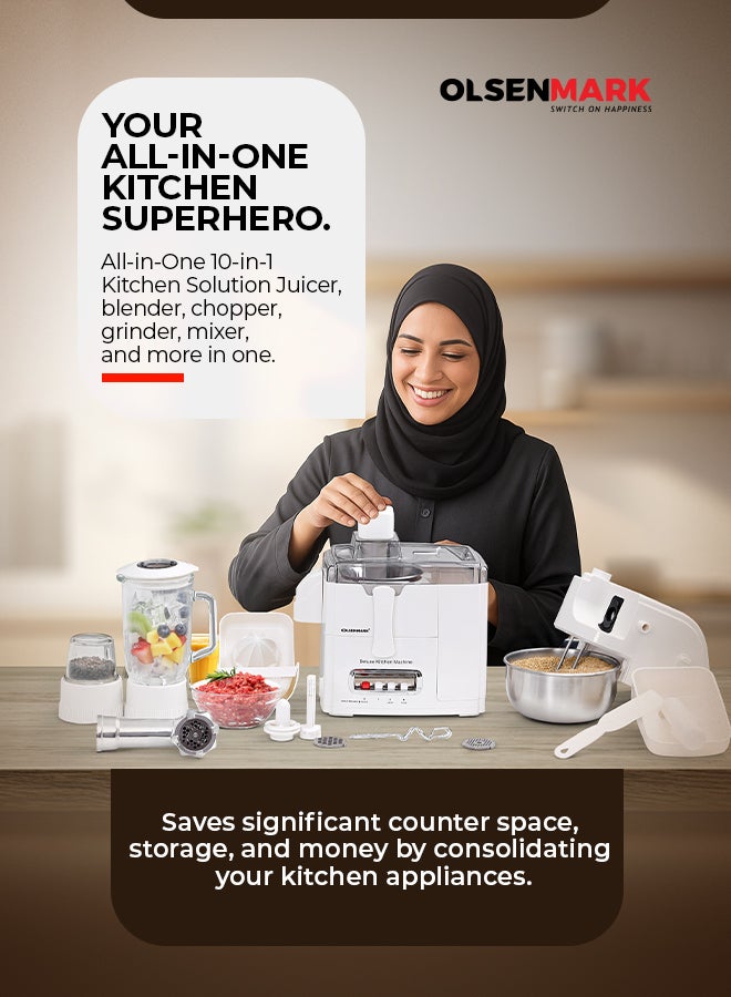 أولسنمارك معالج طعام 10 في 1 سرعتين OMSB2235 أبيض - Image 2