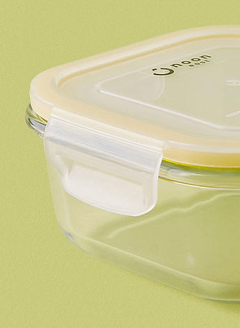 ايست من نون طقم علب طعام مصنوعة من الزجاج ومزود بأغطية محكمة الإغلاق مكون من 3 قطع - علب بتصميم مربع الشكل لتخزين الطعام - لون أصفر أصفر 3-Piece (Square) - Image 5