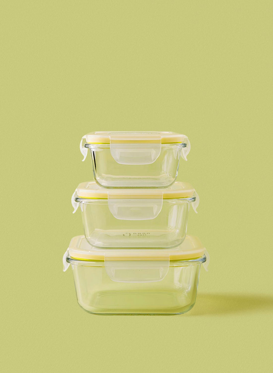 Noon East 3 Piece Borosilicate Glass Food Container Set - Airtight Lids ...