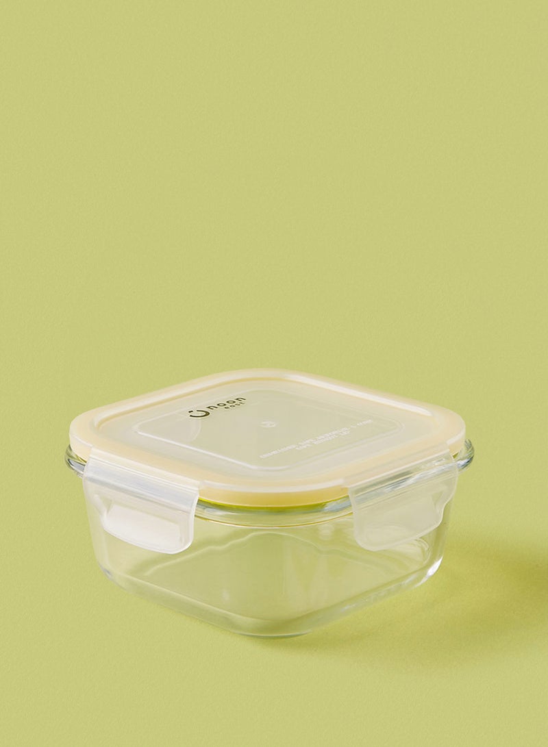 ايست من نون طقم علب طعام مصنوعة من الزجاج ومزود بأغطية محكمة الإغلاق مكون من 3 قطع - علب بتصميم مربع الشكل لتخزين الطعام - لون أصفر أصفر 3-Piece (Square) - Image 2