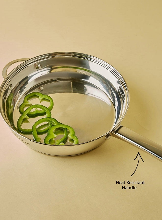 ايست من نون طقم أدوات طهي ذات جودة عالية مصنوعة من الستانلس ستيل مكون من 18 قطعة - طقم أدوات مطبخ وقدور ومقالي للطهي ووعاء طهي بالبخار - لون فضي فضي - Image 4