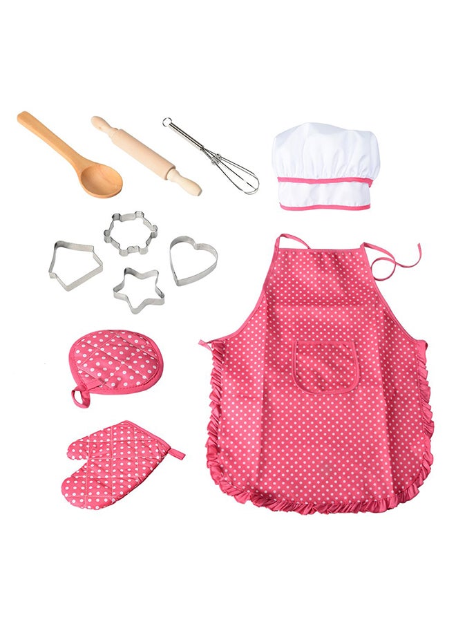 CYTHERIA 11-Piece Polka Dot Kids Kitchen Cooking Play With Apron And Chef Hat Set 40x38x2cm - Image 2