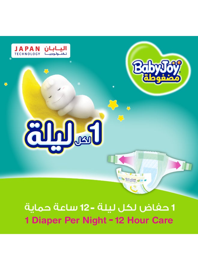 BabyJoy - Compressed Diamond Pad Diaper, Size 3, Medium, 6-12 Kg, Jumbo Box, 104 Diapers - Image 1