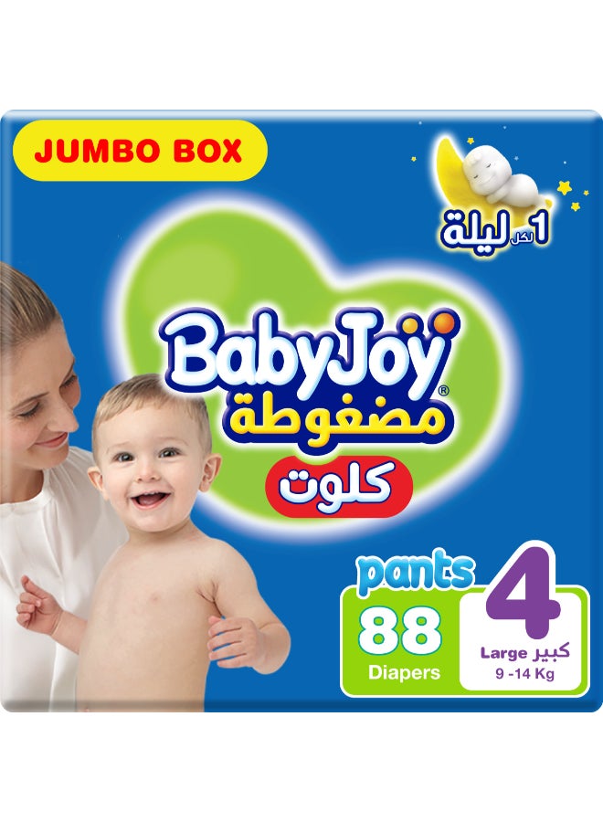 BabyJoy - Compressed Culotte Pants Diaper, Size 4, Large, 9-14 Kg, Jumbo Box, 88 Diapers - Image 1