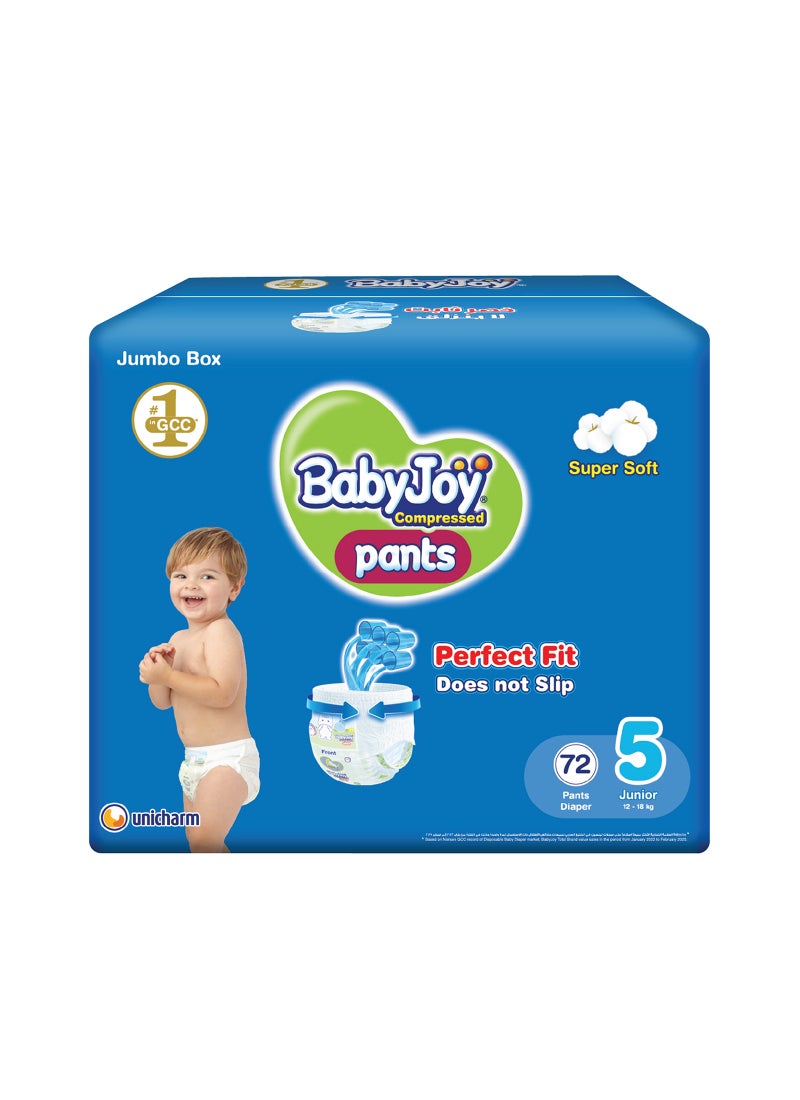 بيبي جوي حفاضات كلوت، مقاس 5 كبير جداً، لوزن من 12 إلى 18 كجم، عبوة جامبو من 72 حفاضة - Image 1