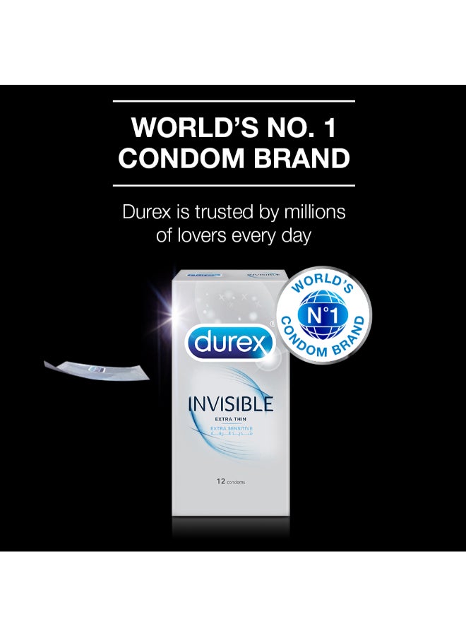 Durex - Invisible Extra Thin Condoms For Men 12 Pieces - Image 1