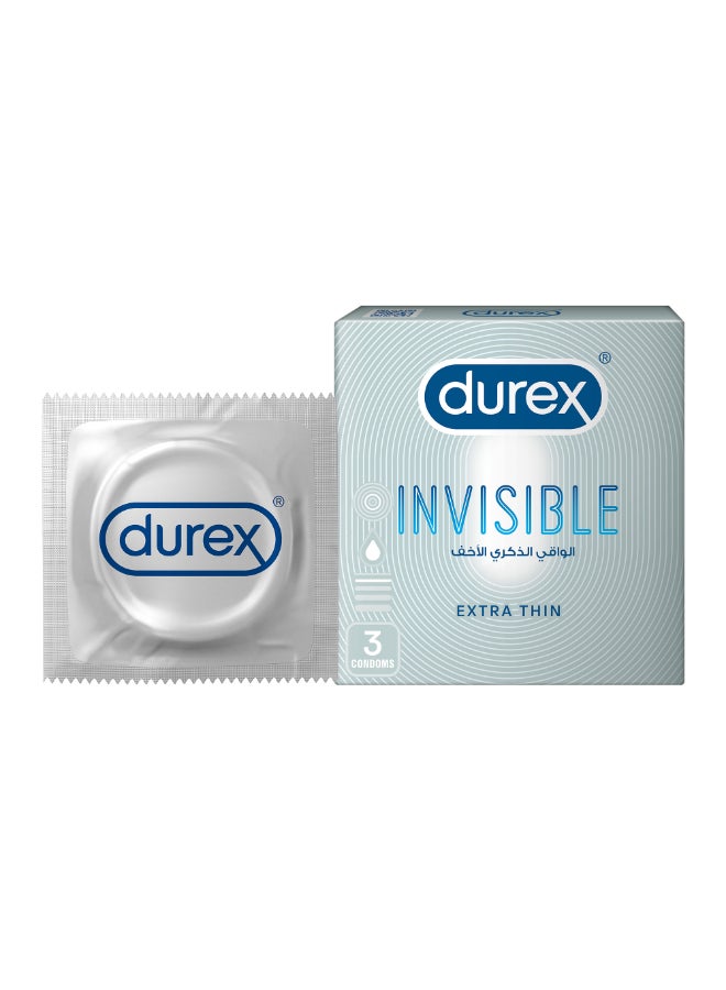 Durex Invisible Extra Thin Lubricated Condoms For Men 3 Pieces  - Image 5