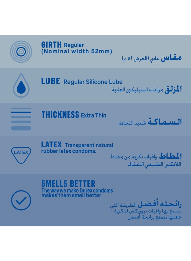 Durex Invisible Extra Thin Lubricated Condoms For Men 3 Pieces  - Image 3