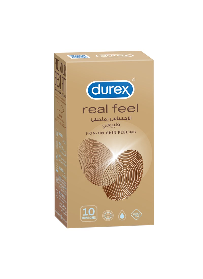 Durex - Skin On Feeling Real Feel Condoms 10 Pieces - Image 1