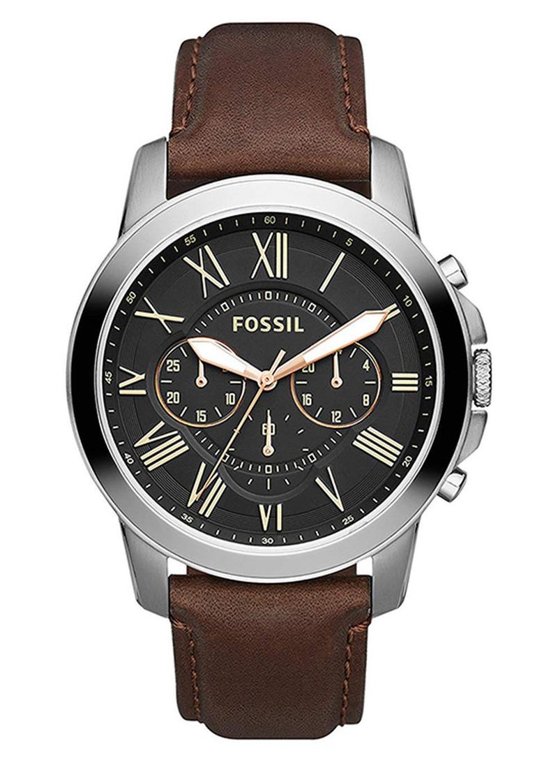 فوسيل ساعة جرانت كرونوغراف طراز FS4813 - مقاس 44 مم - لون بني للرجال - Image 1