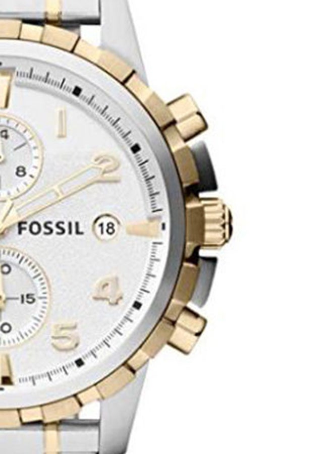 فوسيل ساعة يد دين كرونوغراف طراز FS4795 - مقاس 45 مم - بلون فضي/ذهبي للرجال - Image 5