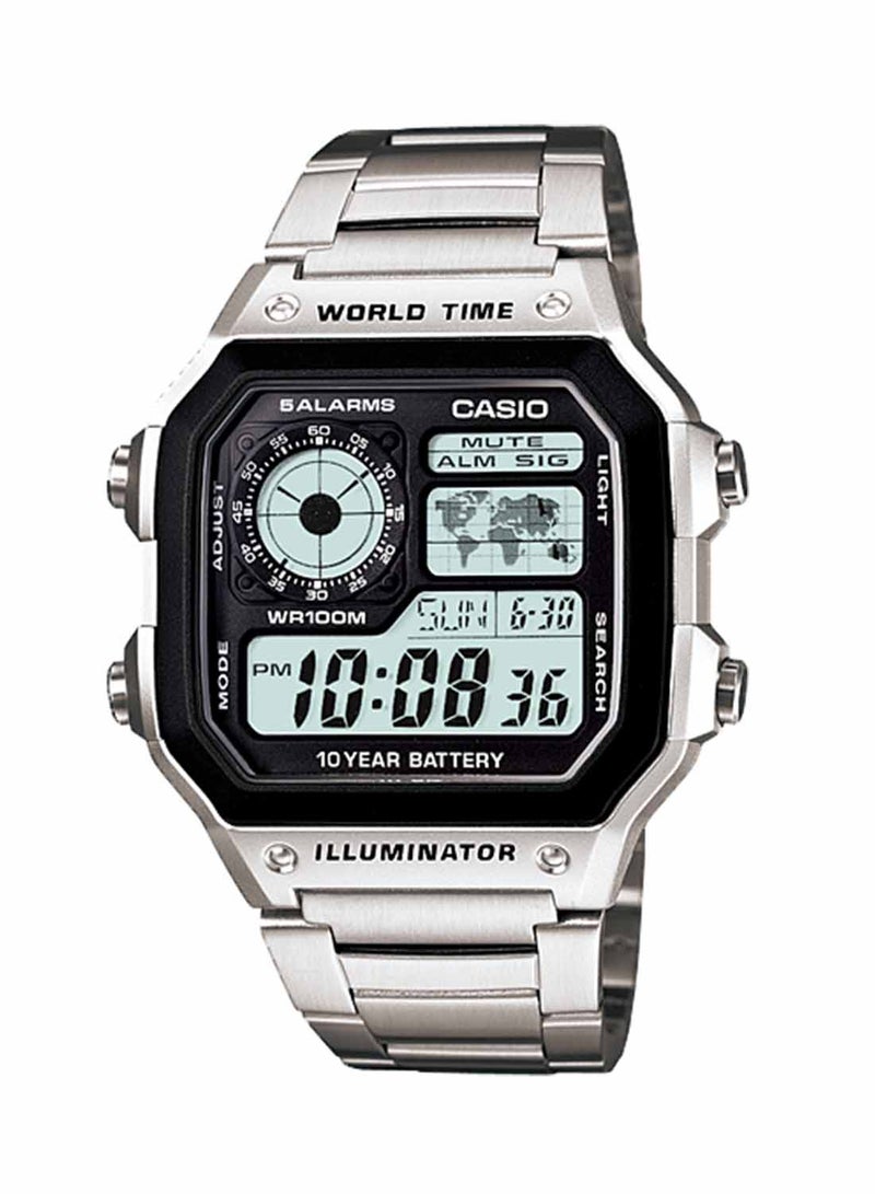 كاسيو ساعة يد رقمية ومقاومة للماء طراز AE-1200WHD-1A - قياس 42 مم - لون فضي للرجال - Image 1