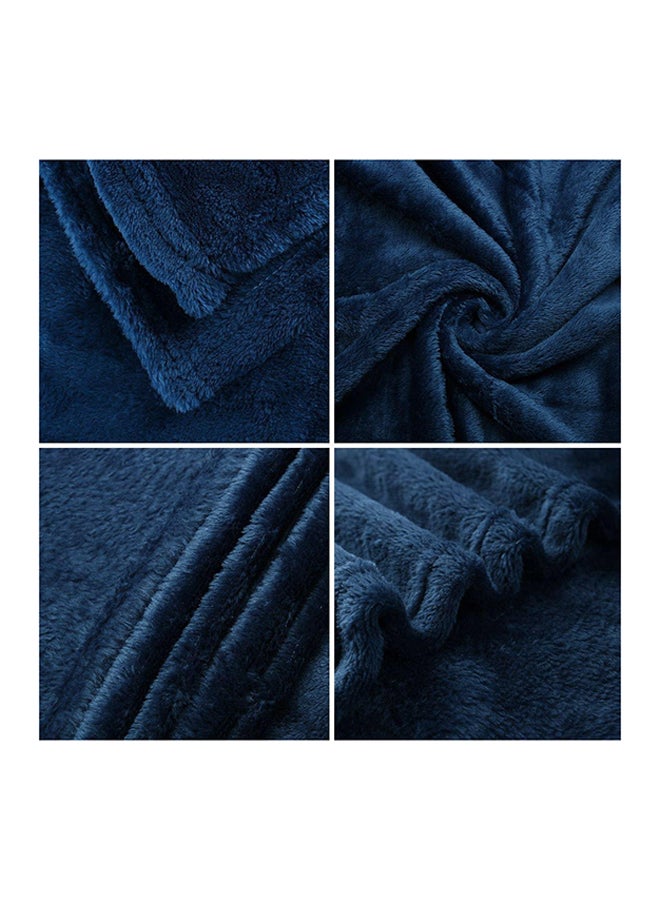 فابينني بطانية سرير عالية الجودة تدوم طويلاً، فائقة النعومة وسهلة العناية، خفيفة الوزن وقابلة للغسل، بطانية واحدة سادة من الفلانيل باللون الأزرق الداكن فلانيل كحلي - Image 3