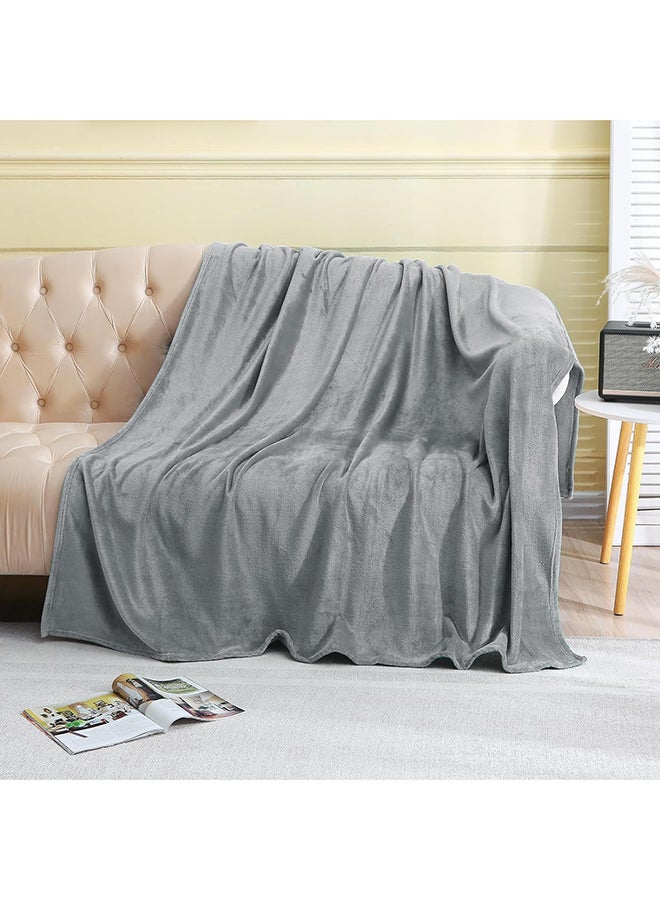 Fabienne - Premium Quality Long Lasting Super Soft Easy Care Bed Blanket Light Weight Washable Plain Single Blanket Flannel Grey 150x200cm - Image 1