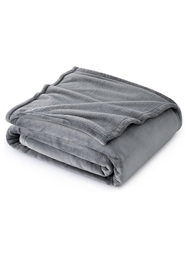 Fabienne - Premium Quality Long Lasting Super Soft Easy Care Bed Blanket Light Weight Washable Plain Single Blanket Flannel Grey 150x200cm - Image 1