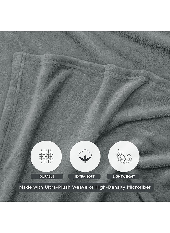 Fabienne - Premium Quality Long Lasting Super Soft Easy Care Bed Blanket Light Weight Washable Plain Single Blanket Flannel Grey 150x200cm - Image 1