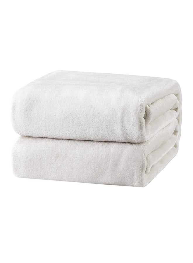 Fabienne Premium Quality Long Lasting Super Soft Easy Care Bed Blanket Light Weight Washable Plain Single Blanket Flannel Ivory 200x150cm - Image 1
