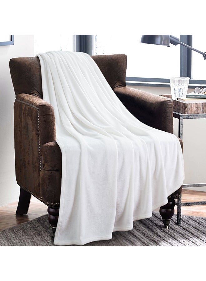 Fabienne Premium Quality Long Lasting Super Soft Easy Care Bed Blanket Light Weight Washable Plain Single Blanket Flannel Ivory 200x150cm - Image 3