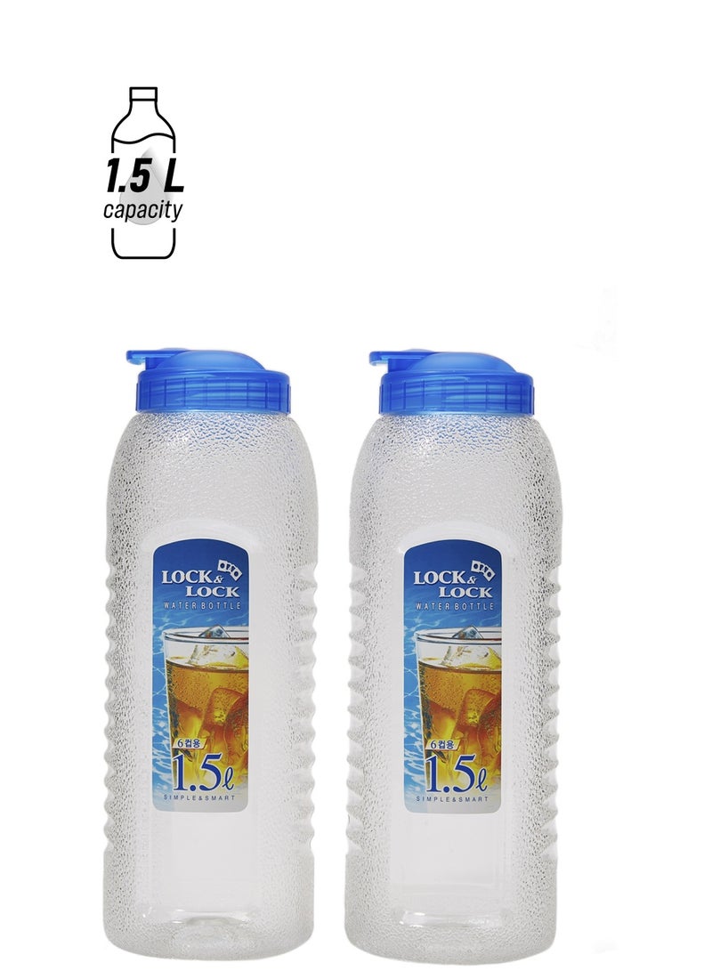 لوك اند لوك زجاجة مياه مزودة بماصة شفاف 1.5 + 1.5لترات - Image 1