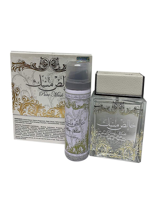 Lattafa 2-Piece Pure Musk Gift Set (1 Khalish Musk EDP 100ml, 1 Deo Spray 75ml - Image 2