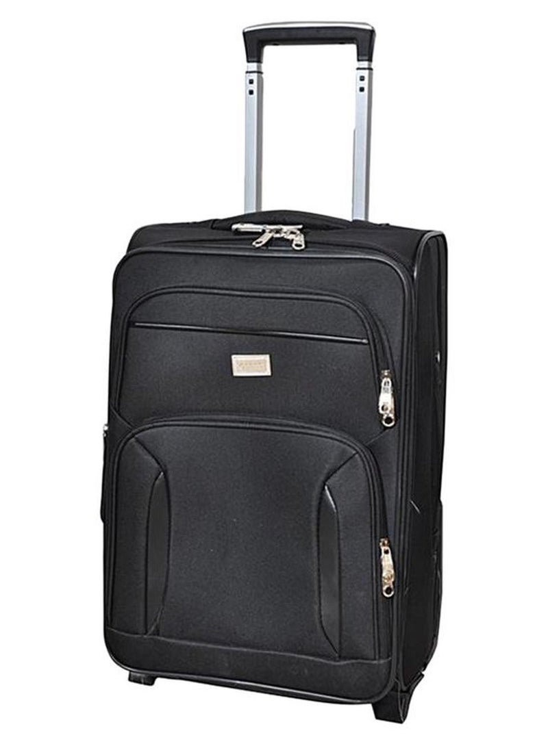 نيو ترافيل حقيبة سفر بعجلات يمكن اصطحابها في الطائرة بجوانب مرنة أسود - Image 1
