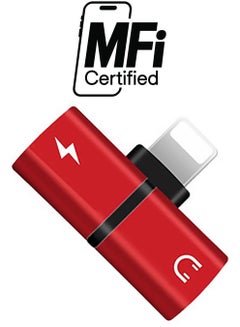 Headphone Lightning Audio Charger Adapter 2 In 1 For iPhone 7/8/X Red