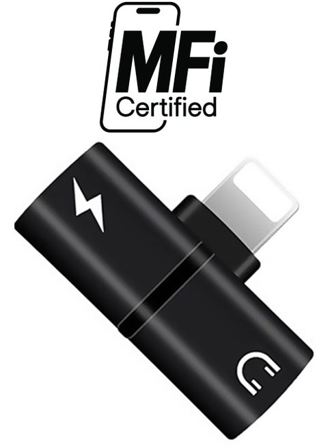 2-In-1 Lightning Audio And Charging Adapter Black