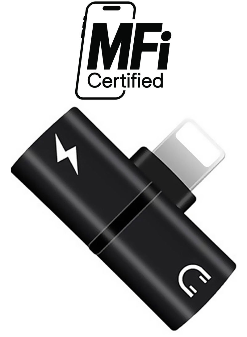 Generic - 2-In-1 Lightning Audio And Charging Adapter Black - Image 1