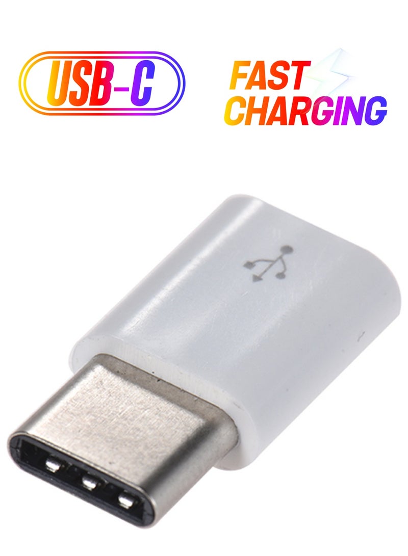 Micro USB Female To USB Type-C Male Data Sync Charging Adapter White - Image 1