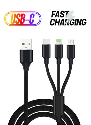3-In-1 Micro USB Type-C Lightning Data Sync And Charging Cable Black - pnsku/N20858845A/45/_/1738232827/99eca61e-8bef-4350-9c53-2684af8f1985