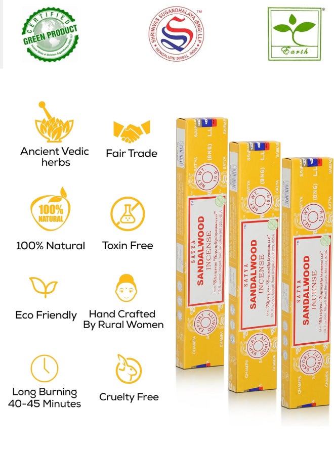 Satya Nag Champa Sandalwood Incense Sticks Box 12 Packs - Image 2