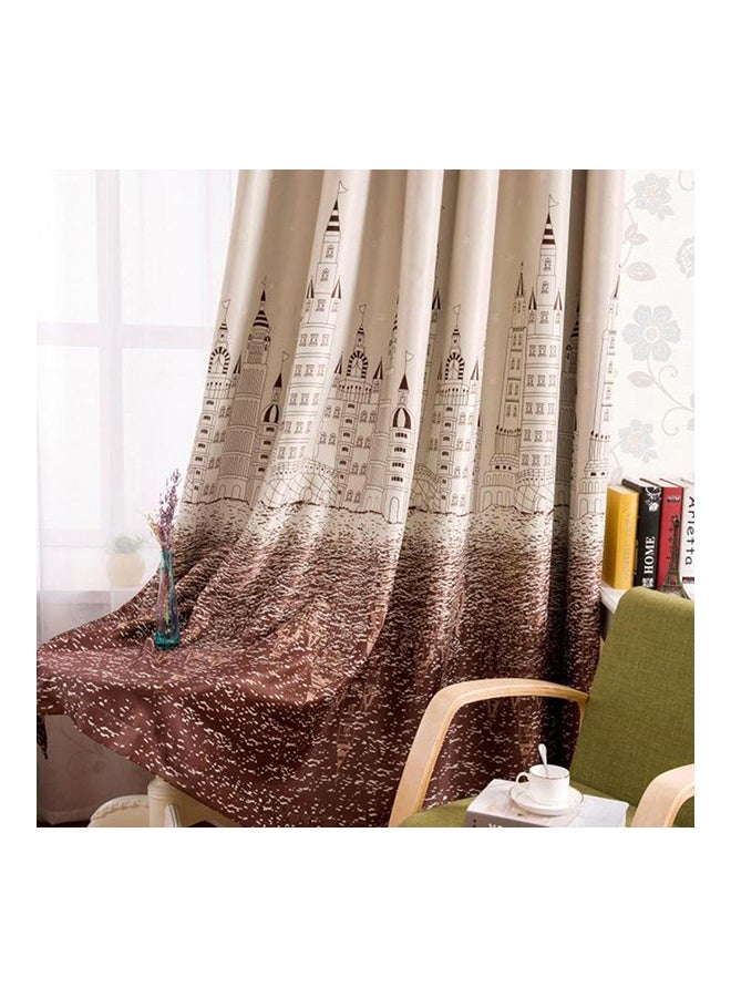 Castle Printed Blackout Curtain Brown/Beige 100 x 250cm - Image 3