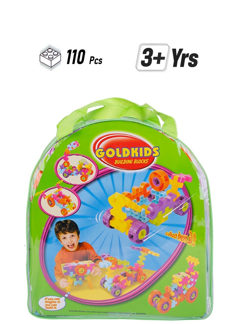 GoldKids 110-Piece House-Shaped Building Blocks With Tote Bags 110  - Image 1