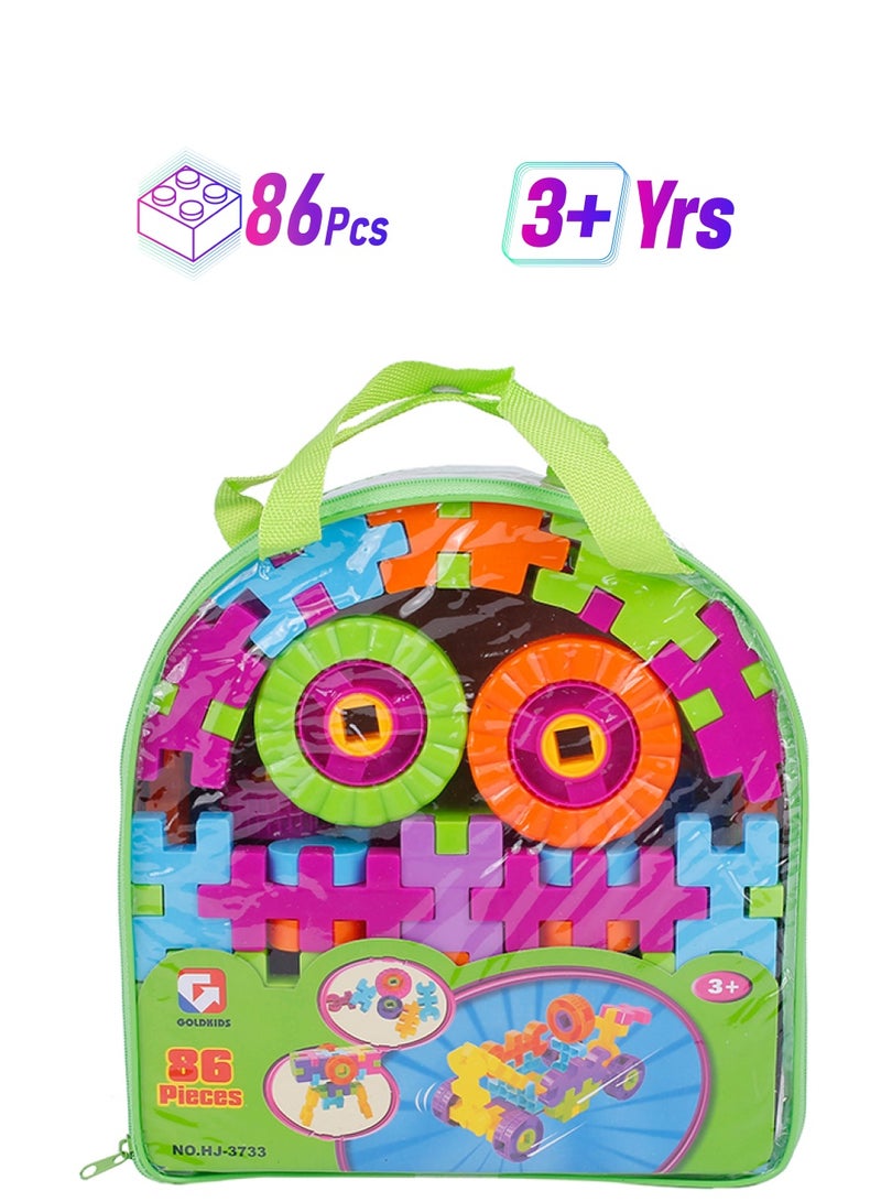 جولد كيدز مجموعة مكعبات البناء على شكل منزل مكونة من 86 قطعة HJ-3733 86 أكبر من3 سنوات - Image 1