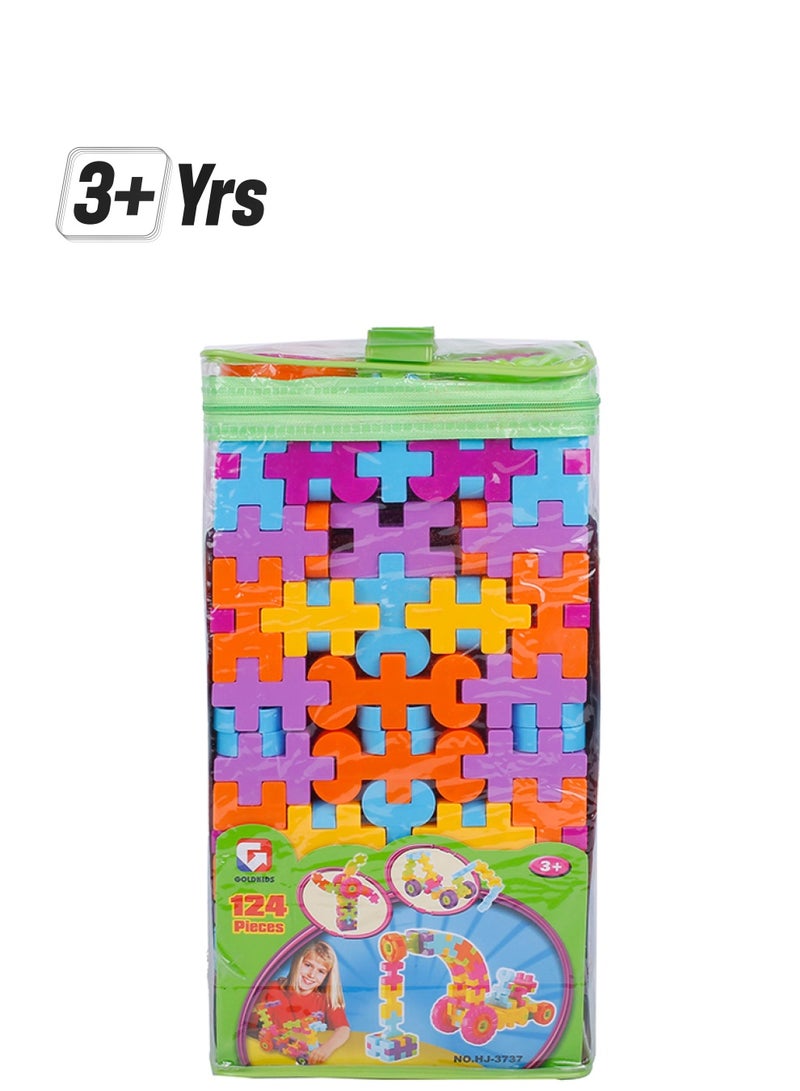 GoldKids HJ-3737 124-Piece Square Bag Building Block Set 124 3+ Years  - Image 1