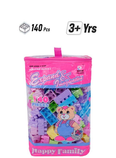 140-Piece Multicolored Rectangular Building Blocks Set With Storage Bag 140
