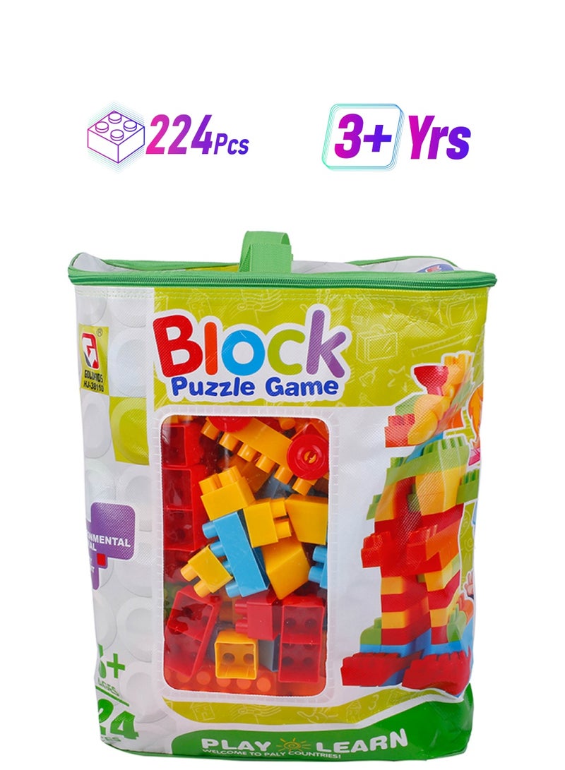 جولد كيدز طقم مكعبات بناء مكون من 224 قطعة مع حقيبة حمل 224 - Image 1