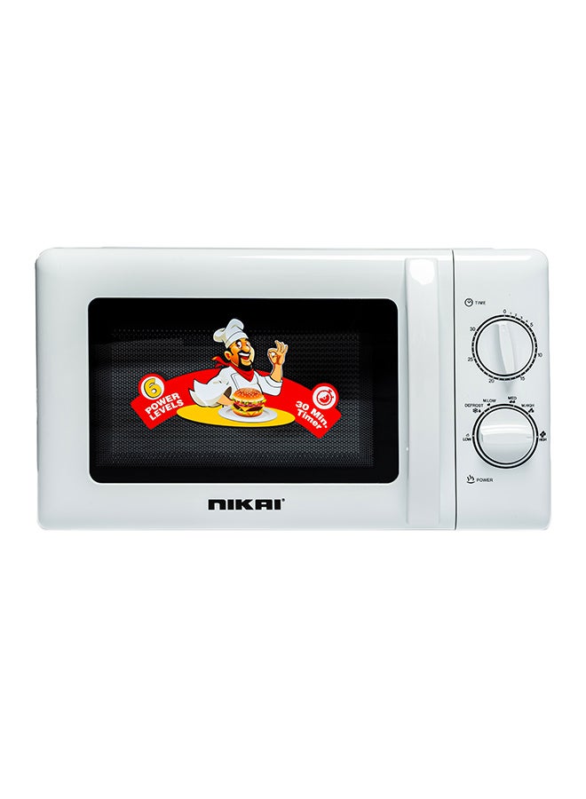 20 Liter Microwave Oven, 6 Power Levels including Defrost, 700 Watts, 30 Mins Cooking Timer, Pull Handle Door, Manual 20 L 700 W NMO515N9A White/Black 