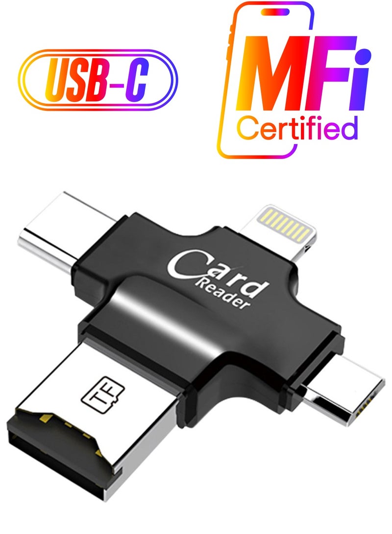 Earldom - OTG Card Reader For Lightning/MicroUSB/Type-C Black - Image 1