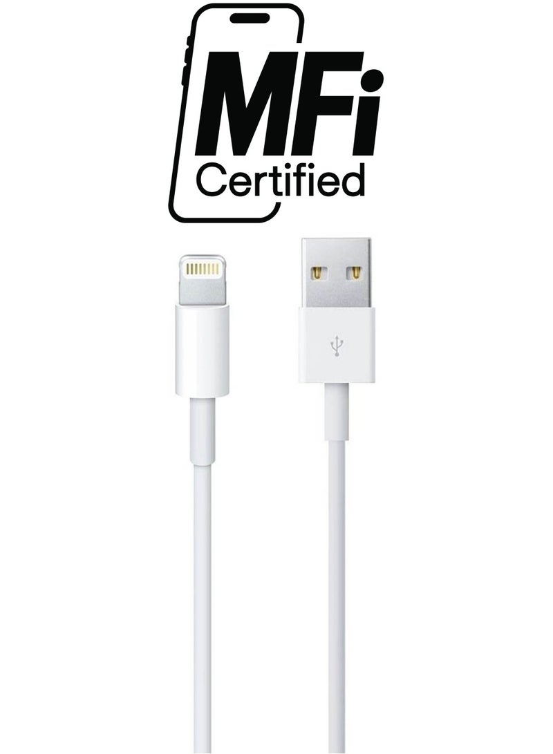 كابل لايتننغ لأجهزة آيفون 5/5S/6/6 بلس/آي باد أبيض - Image 1