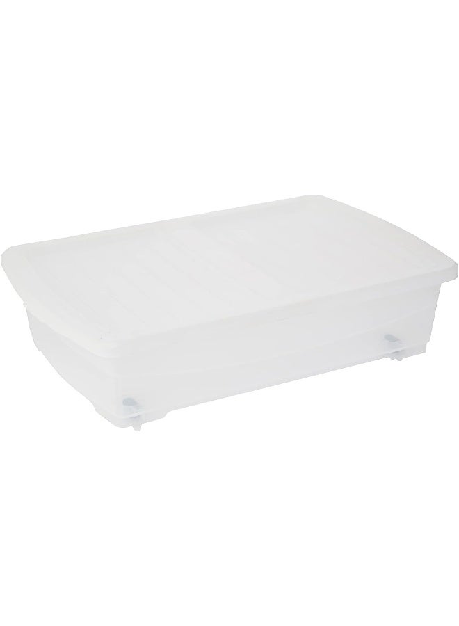Cosmoplast Plastic Storage Box Clear With Lid For Under-Bed 60 X  40 X  14 Cm Transparent 25.0Liters  - Image 1