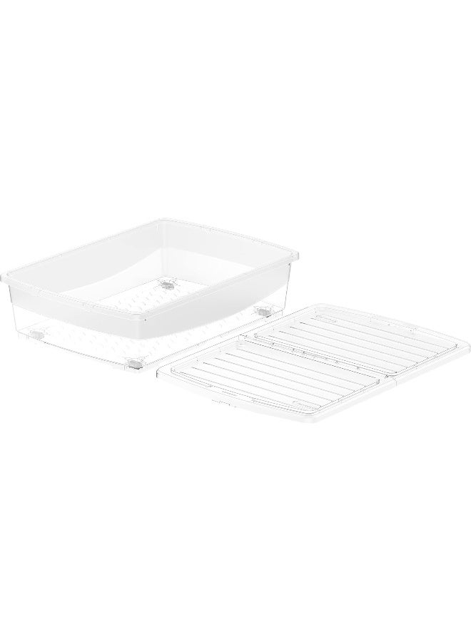 Cosmoplast - 45L Clear Underbed Storage Box With Wheels & Lockable Lid 70x50x18 cm Transparent - Image 1